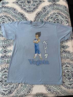 Boxlunch Dragon Ball Z Vegeta T-Shirt Size M Light Blue Graphic Tee